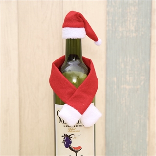 Julehue og tørklæde til vinflaske 